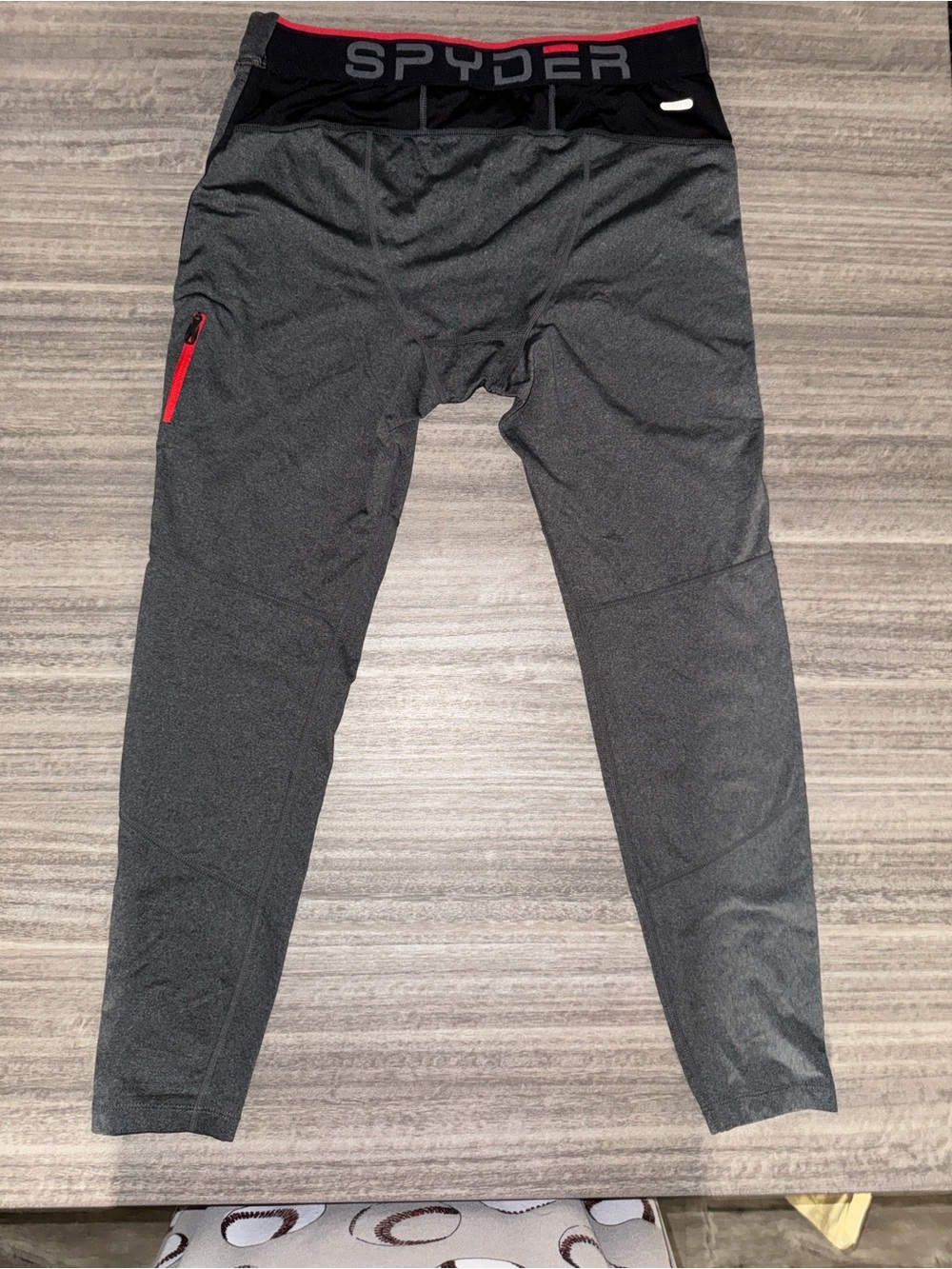Spyder Gray Athletic Leggings with Red Accent